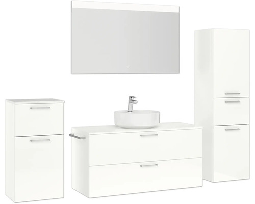 Badezimmer-Set mit Waschtisch, Spiegel und Schränken