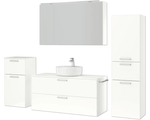 Badezimmer-Set mit Waschtisch, Spiegelschrank und Hochschrank