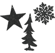 Dekorationsset mit Stern, Tannenbaum und Schneeflocke