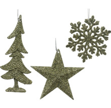 Weihnachtsbaum, Stern und Schneeflocke als Christbaumschmuck