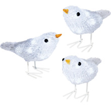 Drei dekorative Kunststoffvögel