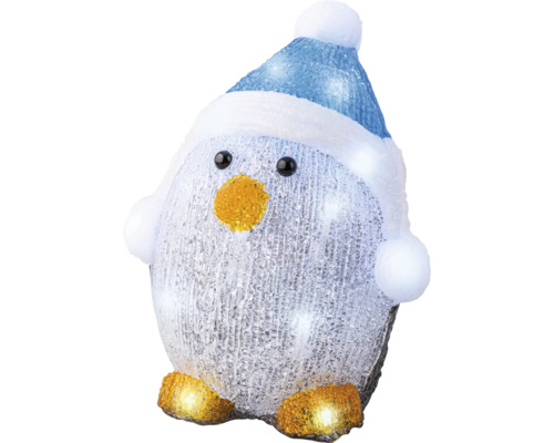 Dekofigur Pinguin mit Mütze und Beleuchtung