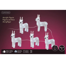 Fünf Acrylfiguren in Rentierform mit LED-Beleuchtung für den Innen- und Außenbereich, batteriebetrieben mit Timerfunktion