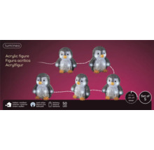 Fünf Acryl Pinguin Figuren mit LED-Beleuchtung für den Innen- und Außenbereich