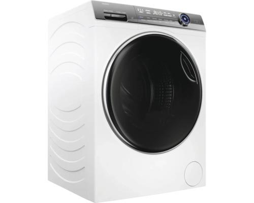Haier Waschmaschine mit digitalem Display und runder Tür