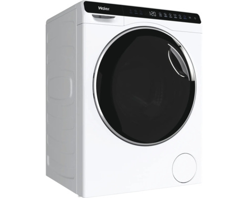 Haier Waschmaschine in Weiss mit schwarzer Tür
