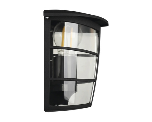 Schwarze Außenwandleuchte mit klarem Glas