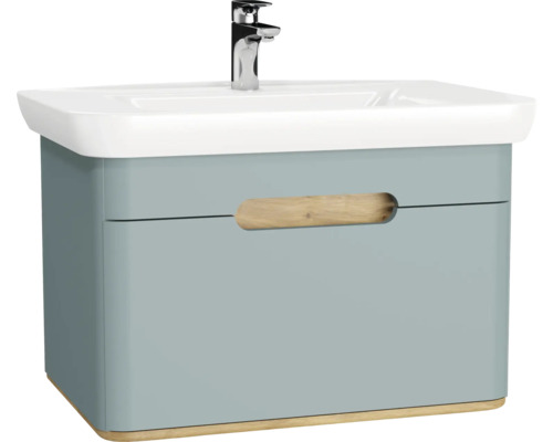 Badmöbel-Set VitrA Sento BxHxT 78 x 52 x 48,5 cm Frontfarbe fjordgrün eiche natur mit Waschtisch weiß 65874 Badmöbel-Set VitrA Sento BxHxT 78 x 52 x 48,5 cm Frontfarbe fjordgrün eiche natur mit Waschtisch weiß 65874