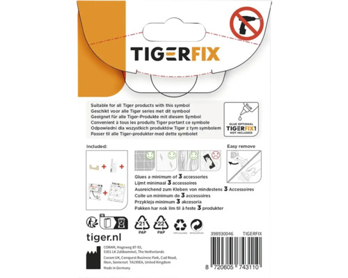 Tigerfix Verpackung mit Informationen zur Verwendung mit Tiger Produkten