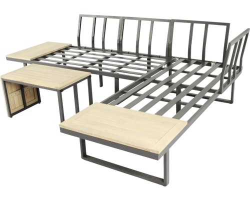 Gartenlounge-Set mit Tisch aus Metall und Holz
