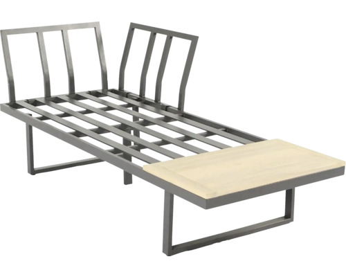 Metallbettgestell mit Lattenrost und einem Nachttisch