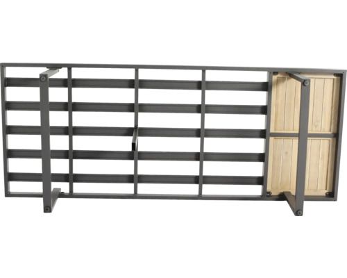 Metallbettgestell mit Lattenrostauflage und Holzpaneel