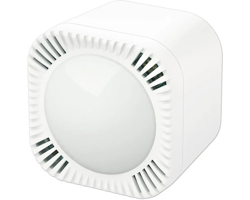 Quadratische weiße Lampe mit runder Lichtfläche