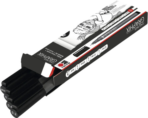 Marabu Graphix Fineliner Set mit verschiedenen Strichstärken in einer Packung