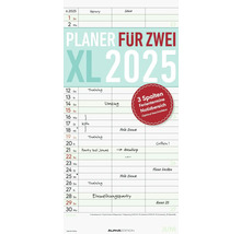 Wandkalender Planer für Zwei XL für das Jahr 2025 mit drei Spalten für Termine, Ferien und Notizen