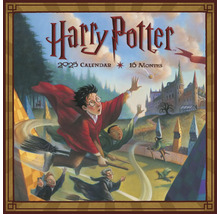 Harry Potter 2025 Kalender mit einer Abbildung von Quidditch Spielern auf Besen.