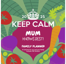Familienplaner mit Gemüseillustrationen und dem Spruch Mama weiß es am besten