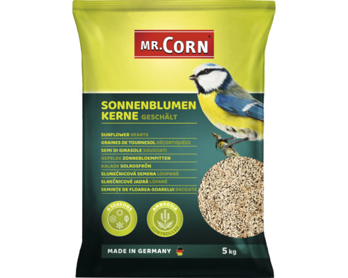 Wildvogelfutter Mr. Corn Sonnenblumenkerne geschält 5kg Ganzjahresvogelfutter Ambrosia kontrolliert, Made in Germany