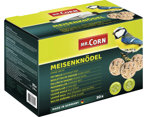 Wildvogelfutter Mr. Corn Meisenknödel 30er ohne Netz im Karton Ganzjahresvogelfutter Ambrosia kontrolliert, Made in Germany