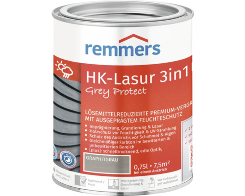 Remmers HK-Lasur 3in1 [plus] graphitgrau 750 ml