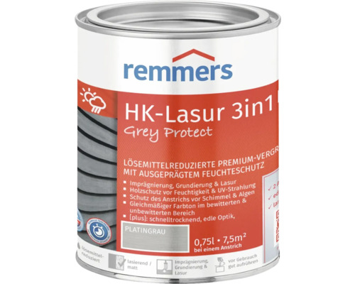 Remmers HK-Lasur 3in1 [plus] platingrau 750 ml