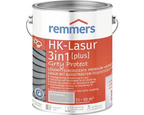 Remmers HK-Lasur 3in1 [plus] platingrau 5 l