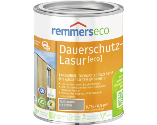 Remmers Dauerschutz-Lasur [eco] platingrau 750 ml