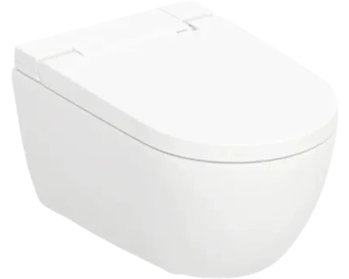 GEBERIT Dusch-WC Set Aquaclean Alba Tiefspüler ohne Spülrand mit Geruchsabsaugung weiß glänzend mit WC-Sitz 146.350.01.1 Wandhängendes WC aus Keramik