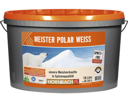 HORNBACH Wandfarbe Meister Polarweiß spritzfrei konservierungsmittelfrei 15 L
