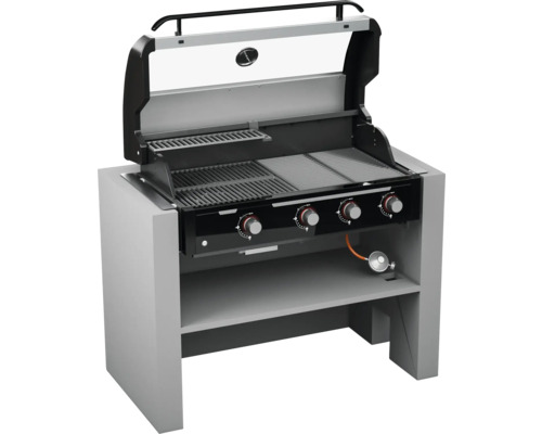 Gasgrill mit Grillrost und Ablagefläche