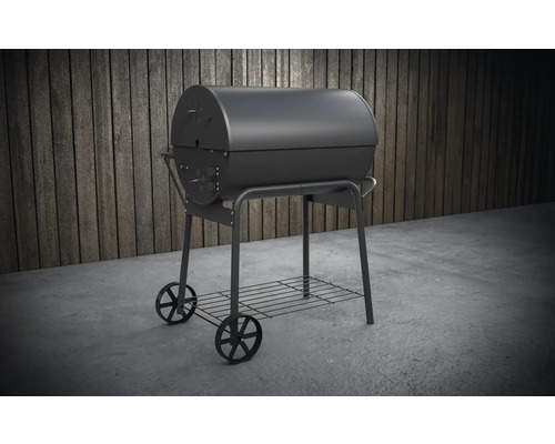 Schwenkgrill mit Ablagerost und Rädern