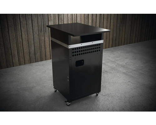 Schwarzes mobiles Rednerpult mit perforierter Platte