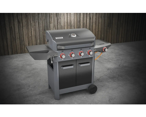 Gasgrill mit vier Brennern, Ablageflächen und Unterschrank