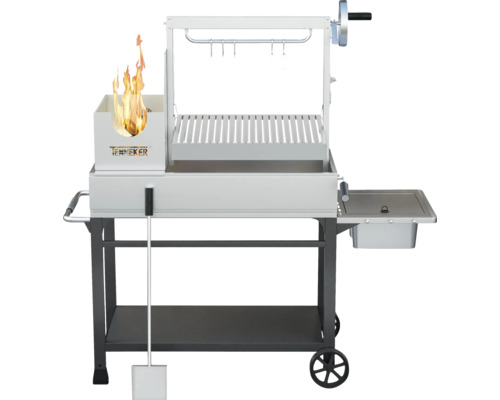 Tenneker® Asado-Holzkohlegrill AURORA TW inkl. Seitenablage, hitzebeständige Steine & Kohleschaufel