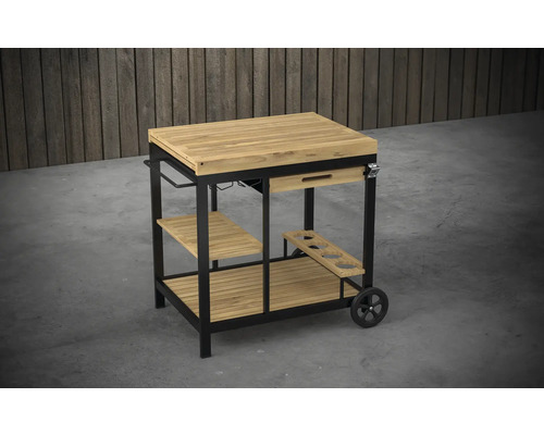 Grilltisch mit Arbeitsfläche, Schublade und Regalen