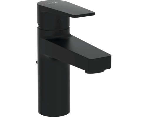 VitrA Waschtischarmatur FLOW SQUARE schwarz matt mit Zugstange A4293736EXP Schwarzer Waschtischmischer