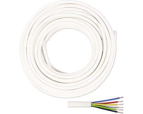 Klingelleitung YR 6x0,8 mm 20 m weiß Weiße Telefonleitung als Ring und angeschnitten mit mehreren farbigen Innenleitern