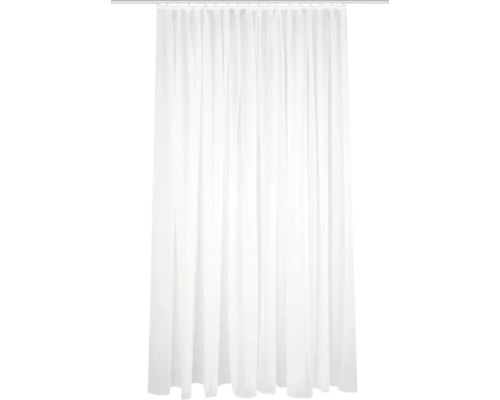 Vorhang mit Faltenband Sablio uni weiß leicht schimmernd 120x300 cm Weißer Vorhang aus Stoff