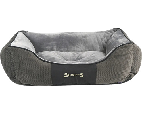 Hundebett Scruffs Chester Box Bett L Hundeschlafplatz 75 x 60 cm grau Graues Hundebett mit hohem Rand und Scruffs Logo.