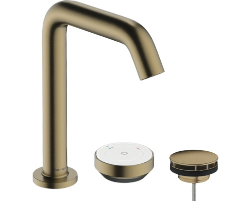 hansgrohe 2-Loch Waschtischarmatur TECTURIS S 150 CoolStart EcoSmart+ mit Schaftventil brushed bronze gebürstet 73353140 Waschtischarmatur mit Ablaufgarnitur