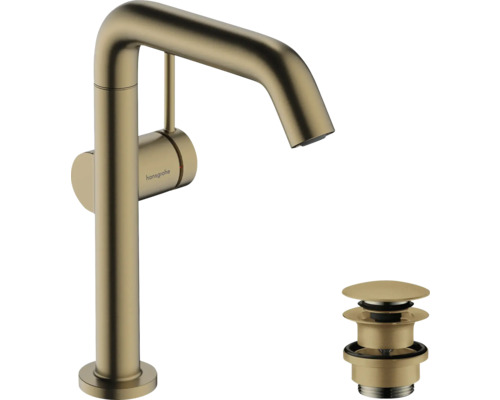 hansgrohe Waschtischarmatur TECTURIS S 210 Fine CoolStart EcoSmart+ mit Push-Open Ablaufgarnitur brushed bronze gebürstet 73360140 Hansgrohe Waschtischarmatur mit Ablaufgarnitur
