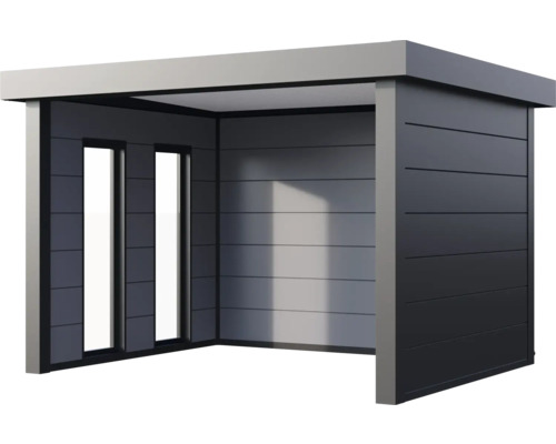 Moderne Gartenlaube mit Flachdach und Wandelementen