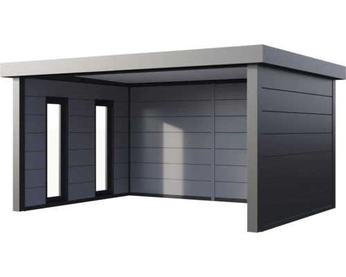 Moderne Gerätehaus mit Flachdach und zwei Fenstern