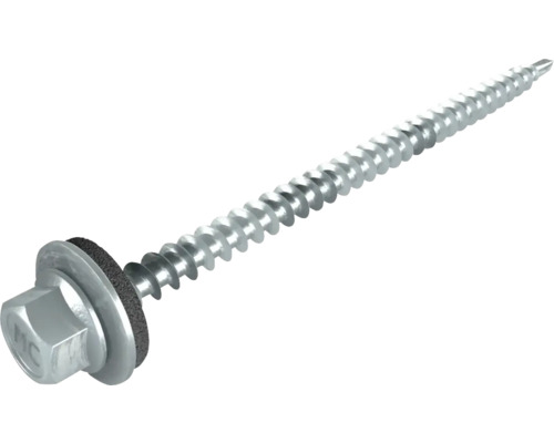 PRECIT SW8-Schrauben 4,8 mm x 80 mm verzinkt Pack = 100 St Bohrschraube mit Sechskantkopf und Dichtscheibe