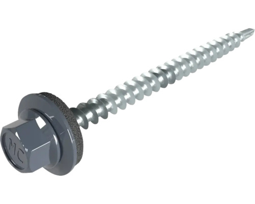 PRECIT Schrauben 4,8 mm x 60 mm anthrazitgrau RAL 7016 Pack = 100 St Blechschraube mit Dichtungsscheibe