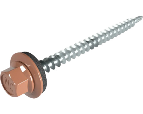 PRECIT Schrauben 4,8 mm x 60 mm kupferbraun RAL 8004 Pack = 100 St Metallschraube mit Dichtscheibe
