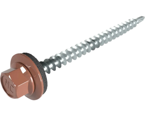 PRECIT Schrauben 4,8 mm x 60 mm rotbraun RAL 8012 Pack = 100 St Dachbefestigungsschraube mit Dichtscheibe