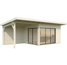 Gartenhaus Palmako Andrea 11,2+7,9 m² Schiebetür Isolierglas inkl. Fußboden 715 x 402 cm natur