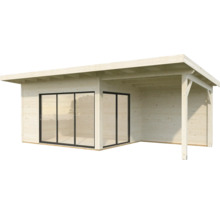 Gartenhaus Palmako Andrea 11,2+7,9 m² Schiebetür Isolierglas inkl. Fußboden 715 x 402 cm natur