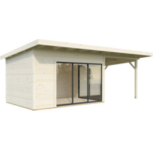 Gartenhaus Palmako Andrea 11,2+7,9 m² Schiebetür Isolierglas inkl. Fußboden 715 x 402 cm natur